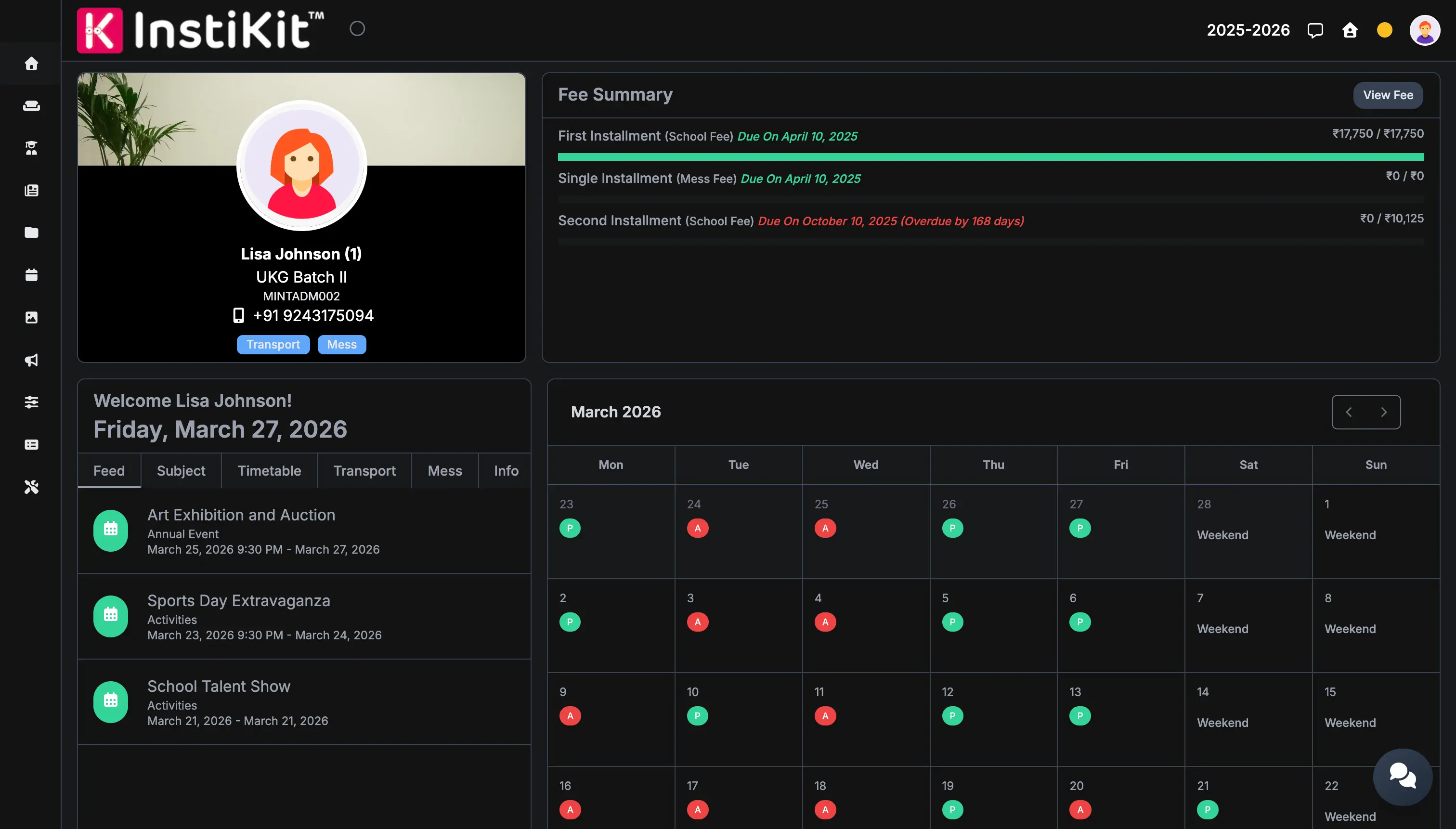 InstiKit Dashboard screen