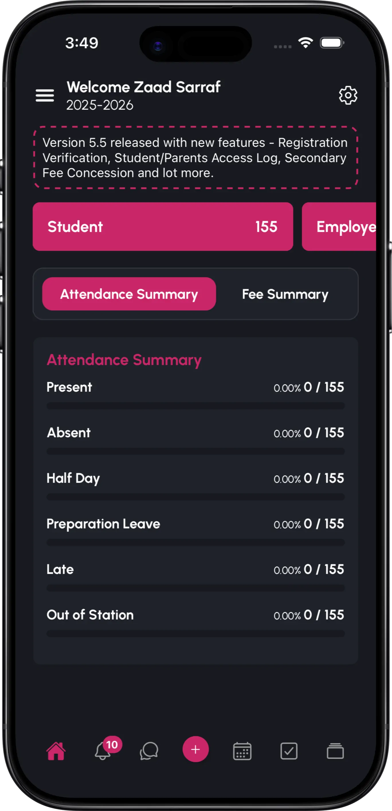 InstiKit Dashboard screen