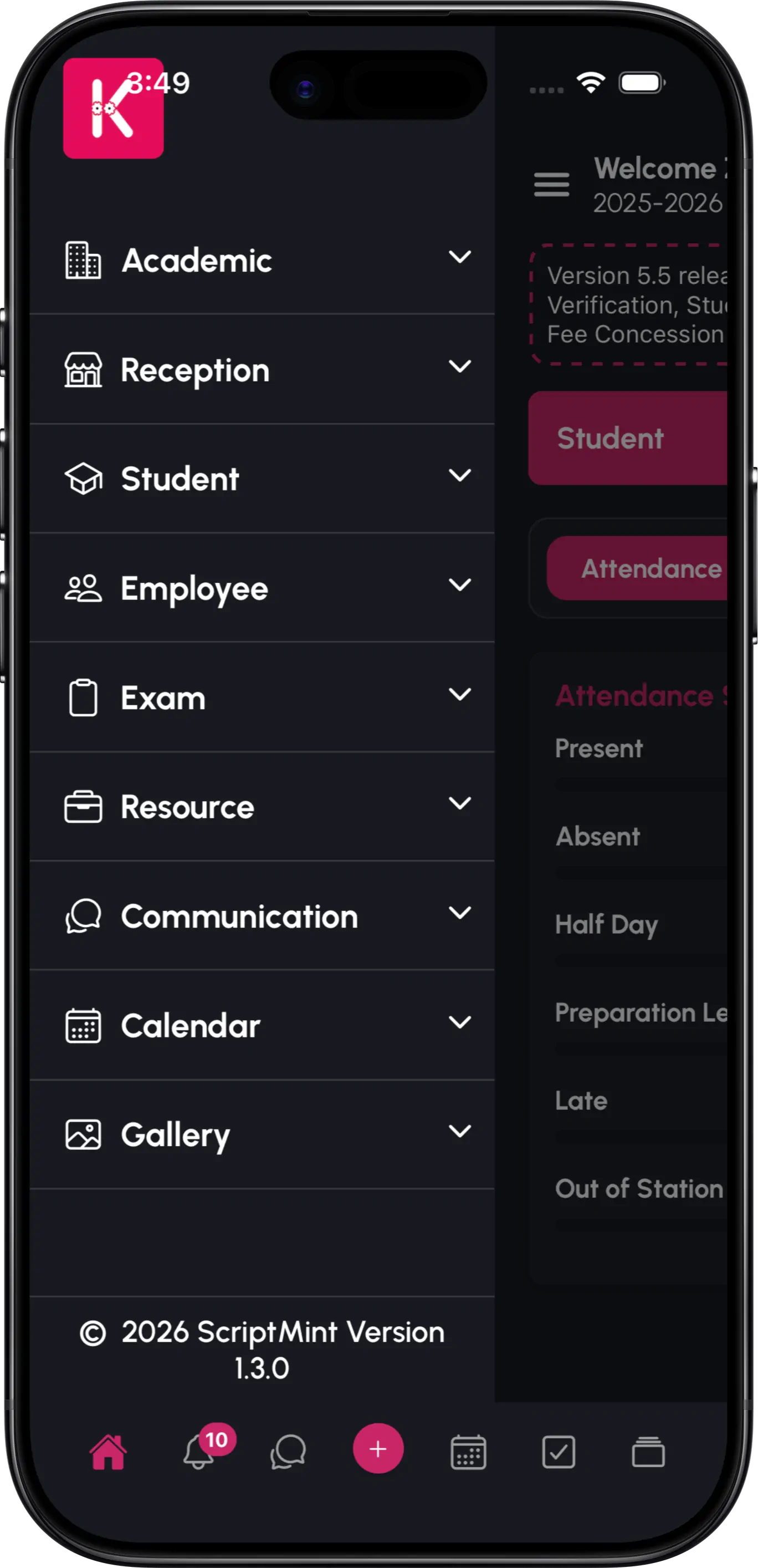 InstiKit Sidebar screen