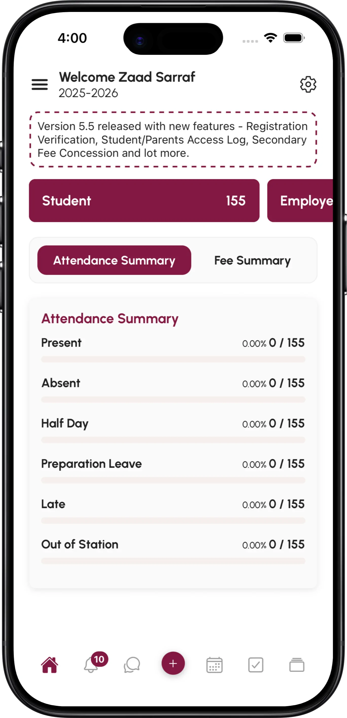 InstiKit Dashboard screen
