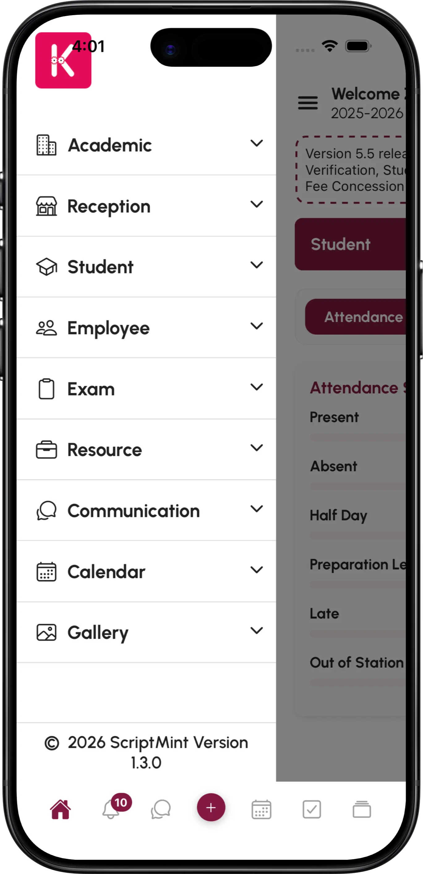 InstiKit Sidebar screen